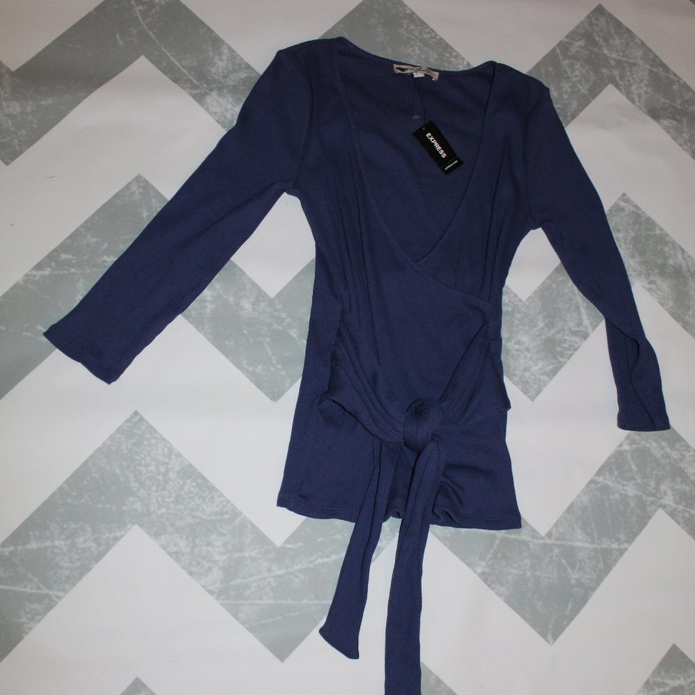 Express One Eleven Ribbed Wrap Blouse NWT Small